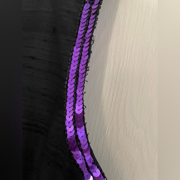 Lawrence Kazar Retro Vest Black Silk with Blue and Purple Sequins XL - Picture 5 of 6
